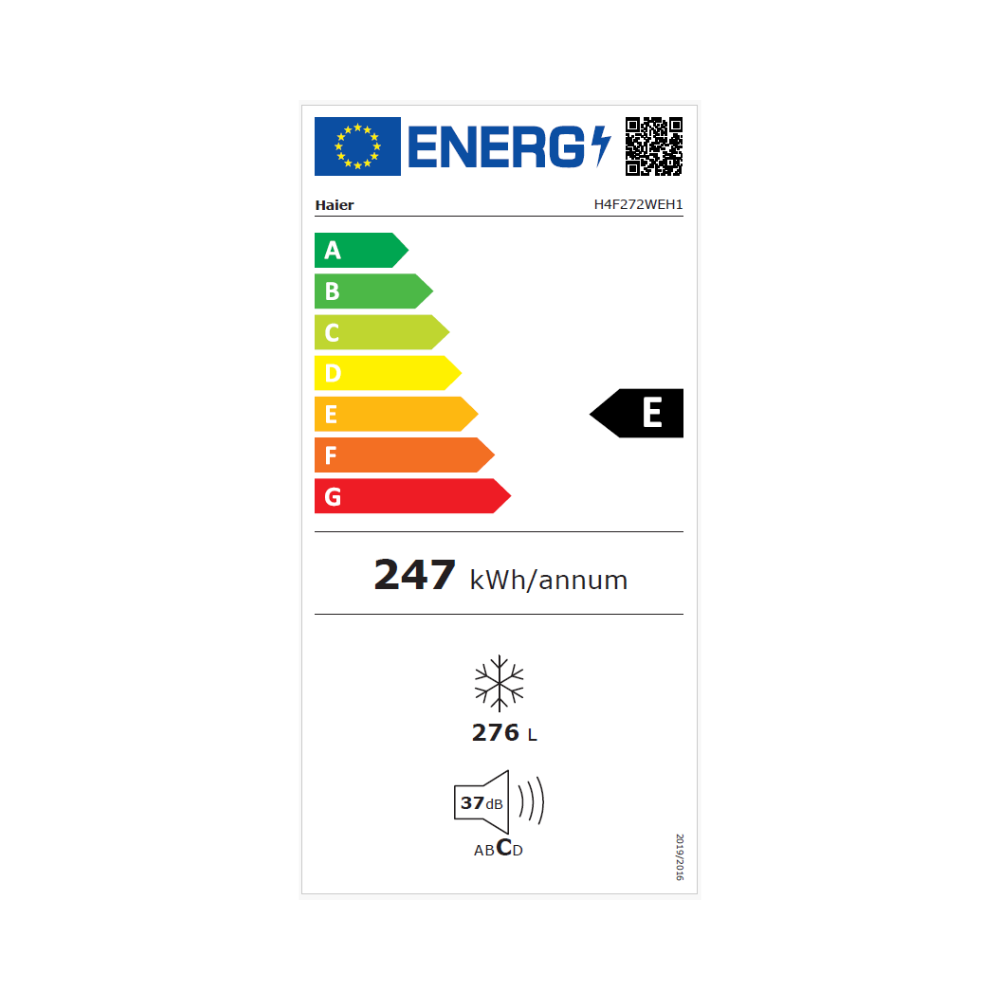 דירוג אנרגיה E - מקפיא 7 תאים Haier H4F272WEH1