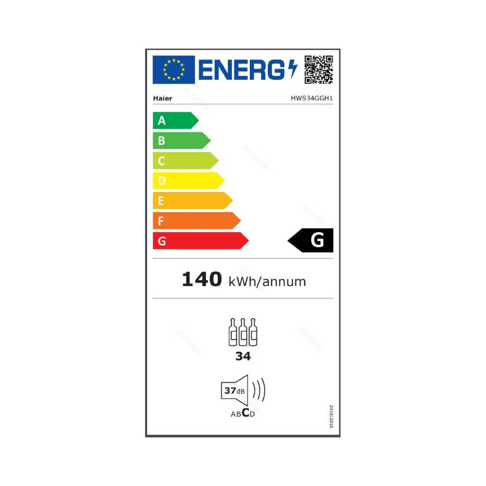 דירוג אנרגיה G - מקרר יין 34 בקבוקים Haier HWS34GGH1