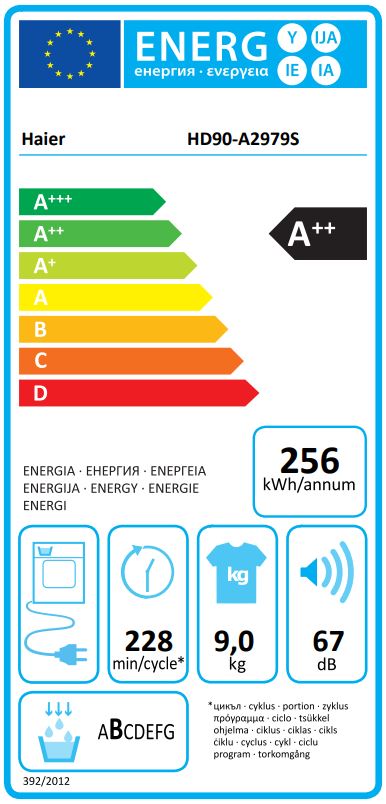 מייבש כביסה Haier HD90A2979S שחור	